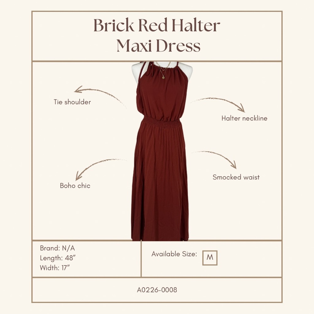 Brick Red Halter Maxi Dress
